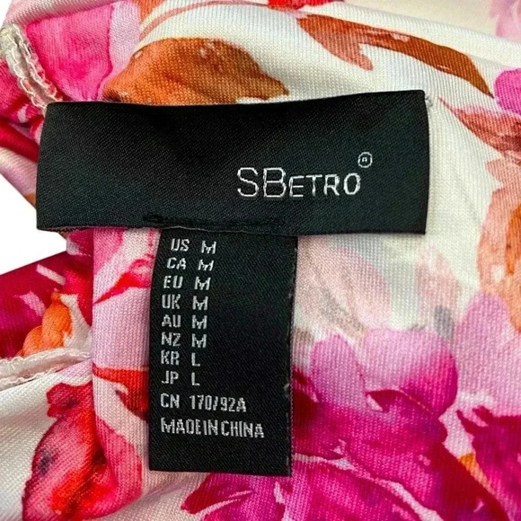 S Betro, Floral Rose Print Halter Bikini Top, Medium, Pink & White - Picture 5 of 8
